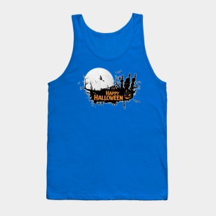 Halloween Witch Full Moon Pumpkin Scary Tank Top